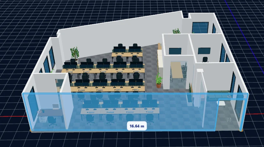 VinaCAD Web Engineで既存の3Dモデルの寸法とレイアウトを検討している画面